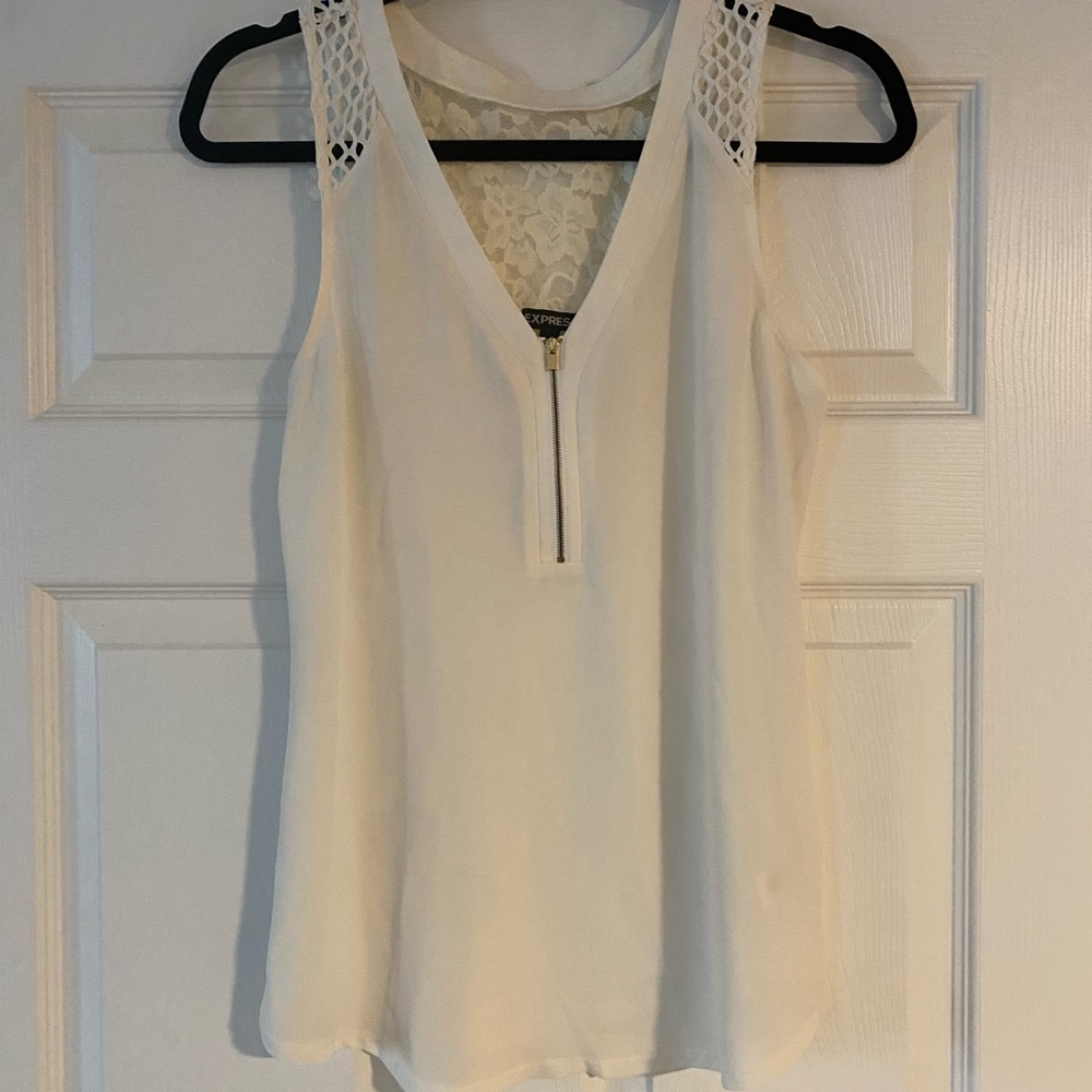 Express Elegant Cream Sleeveless Top